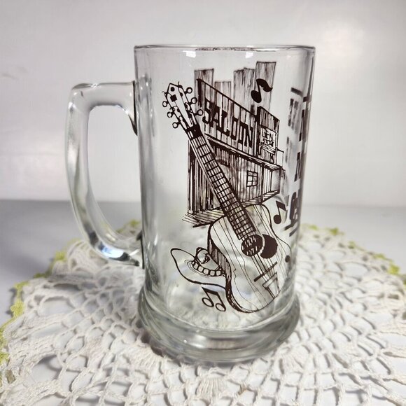 Country Music Coffee Mug Cup Guitar Bar Saloon 16 oz Dominion Glass - Picture 1 of 9